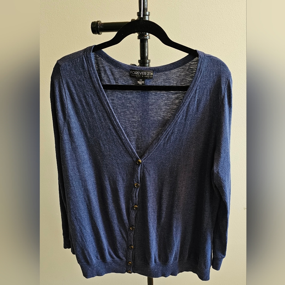 Forever 21 Navy Blue Button-Up Sweater – 2XL